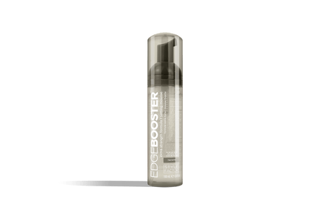 Style Factor Edge Booster extra strength formula setting mousse in a clear bottle with a transparent top.