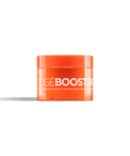 A bright orange jar of Edge Booster extra strength hair pomade. 
