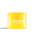 A bright yellow jar of Edge Booster extra strength and moisture rich pomade for thick and coarse hair. 

