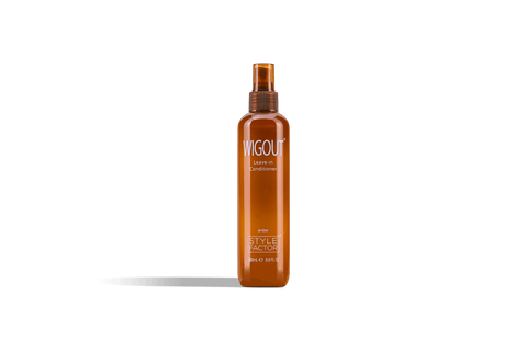 Amber bottle of Style Factor Wigout Leave-in Conditioner. 
